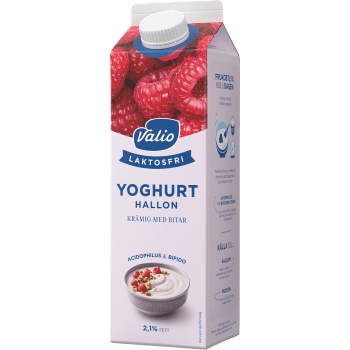 Fruktyoghurt Hallon Laktosfri 2,1% 1l Valio.