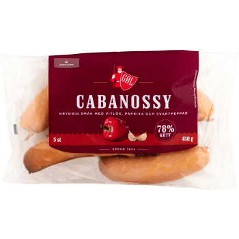 Cabanossy Vitlök Paprika 78% Kötthalt 450g Göl.
