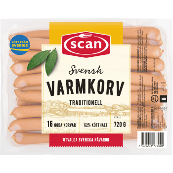 Varmkorv 62% Kötthalt 720g Scan.