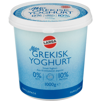 Äkta Grekisk Yoghurt 0% 1000g Larsa Foods.