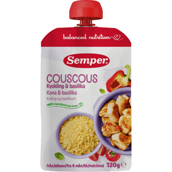 Barnmat Couscous & kyckling 6m 120g Semper.