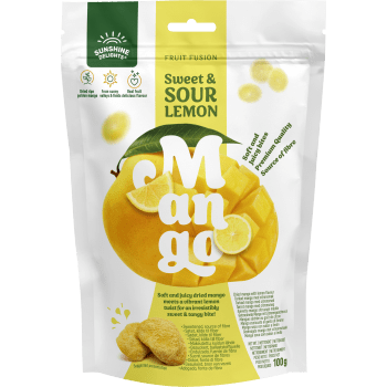 Torkad frukt Sweet & Sour Lemon Mango 100g Sunshine Delights.