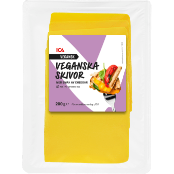 Ost Cheddar Skivor Vegansk 200g ICA.