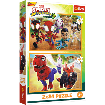 Pussel Spidey och Dinosaurier 2x24 bitar Trefl.