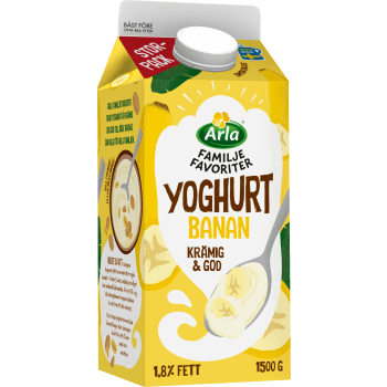 Fruktyoghurt Familjefavoriter Banan 1,8% 1500g Arla®.
