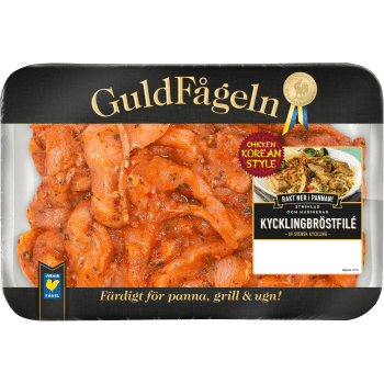 Kycklingbröstfilé Färsk Strimlad och Marinerad Korean Style 600g Guldfågeln.