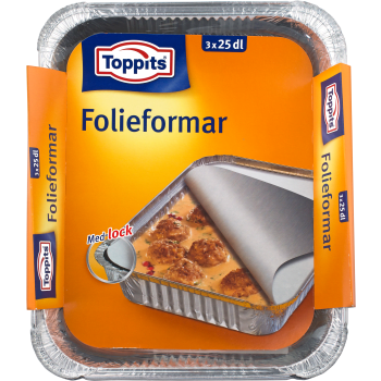 Folieformar med lock 25dl 3-p Toppits.