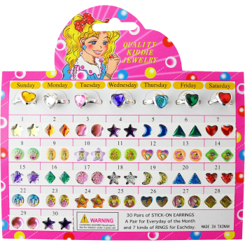 Ringar och stickers örhänge.