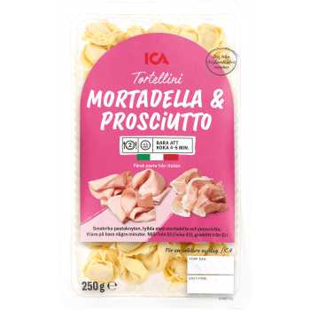 Pasta Tortellini Mortadella och Prosciutto Färsk 250g ICA.
