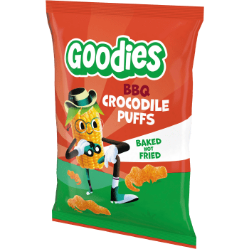 Barnsnacks Crocodile puffs BBQ Från 3år 30g Goodies.