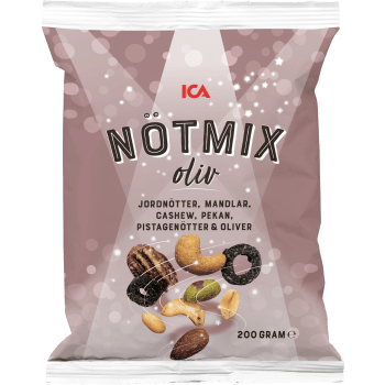 Nötmix med oliv 200g ICA.