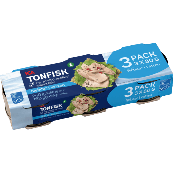 Tonfisk i vatten 3x80g 240g ICA.
