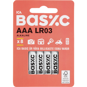 Batteri AAA/LR03 8-p ICA Basic.