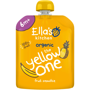 The yellow one Smoothie av blandade frukter Från 6m Ekologisk 90g Ellas Kitchen.