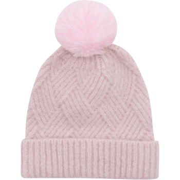 Mössa med pompom rosa 2-4 år.