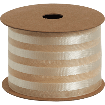Organzaband randig vit 4 cm x 5m.
