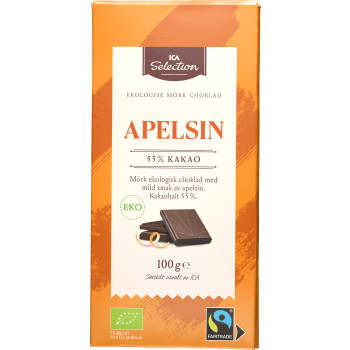 Chokladkaka Apelsin Mörk 100g ICA Selection.