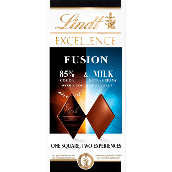 Choklad Excellence Fusion 85% Milk Salt 100g Lindt.