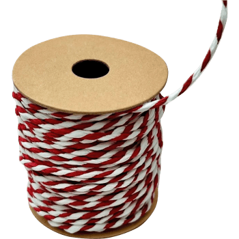 Paketsnöre papper röd/vit 10 m.