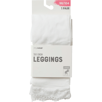 Leggings 50D med spets vit 146/152 mywear.