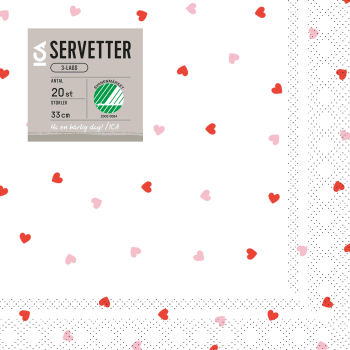 Servett 33cm Small Heart 20-p ICA.
