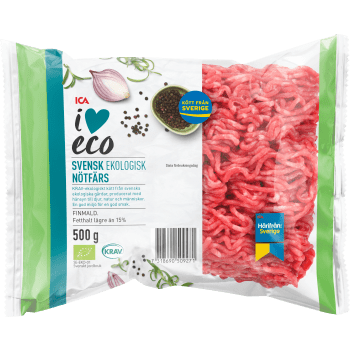 Nötfärs Färsk 15% 500g KRAV ICA I love eco.