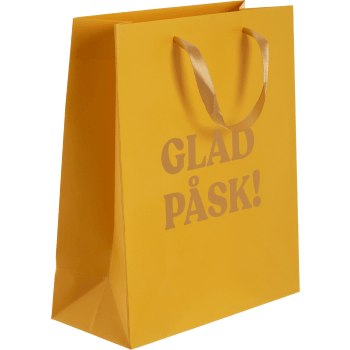 Presentpåse Glad Påsk Guld 19x22cm.
