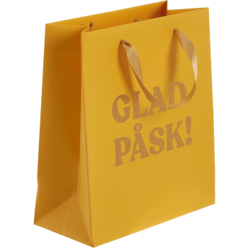 Presentpåse Glad påsk Guld 26x31 cm.