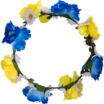 Blomkrans gul/blå.