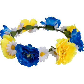 Blomkrans gul/blå.