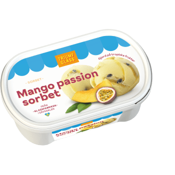Sorbet Mango & passionsorbet 500ml Triumf Glass.