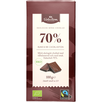 Mörk choklad 70% ICA Selection.