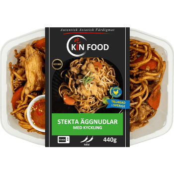 Färdigmat Thai Stekta Äggnudlar med Kyckling och Grönsaker 440g Kin Food.
