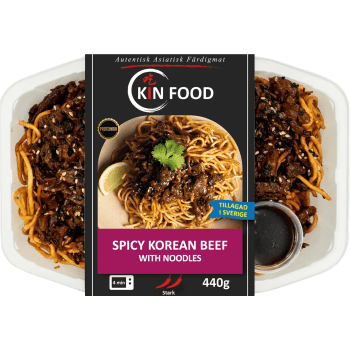 Färdigmat Spicy Koreansk Biff med nudlar 440g Kin Food.