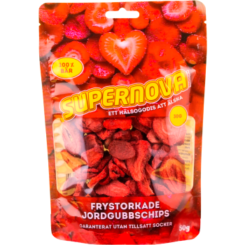 Jordgubbschips Frystorkade 30g Supernova Freeze.