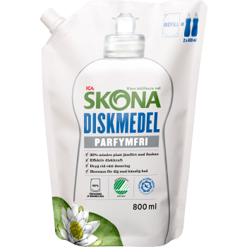 Handdiskmedel Parfymfri Refill 800ml ICA Skona.