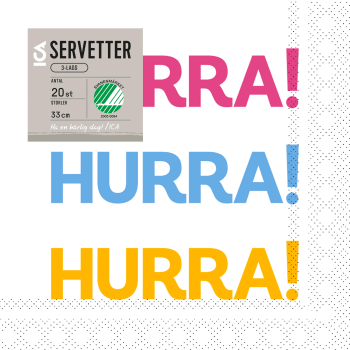 Servett 33cm Hurra 20-p ICA.
