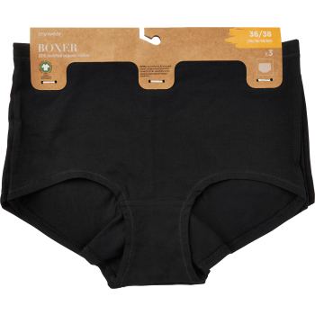 Boxer Annie 3p svart 44/46 ICA I love eco.