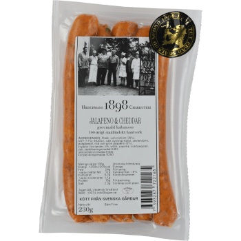 Kryddkorv Kabanoss grovmald Jalapeno/Cheddar/Kabanoss 230g Hirschmans Charkuteri.
