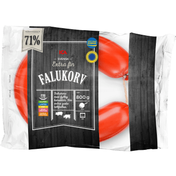 Falukorv Extra fin 71% kötthalt 800g ICA.