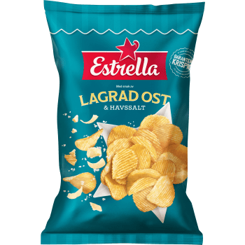 Chips Lagrad ost & Havssalt 275g Estrella.