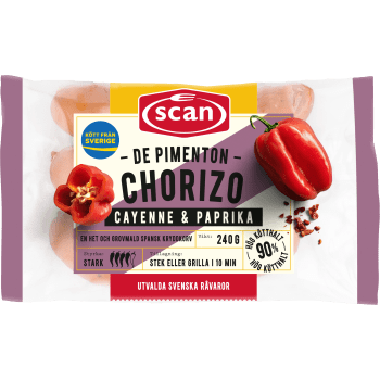Chorizo de pimenton 90% Kötthalt 240g Scan.