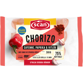 Chorizo Cayenne Paprika 75% Kötthalt 300g Scan.
