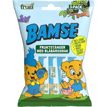 Fruktstänger Med Blåbärssmak Bamse 5-p 75g frugi.