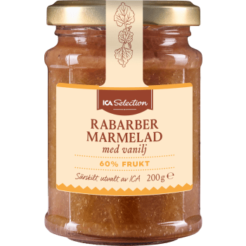 Marmelad Rabarber med vanilj 200g ICA Selection.