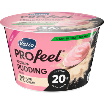 Proteinpudding Jordgubb Vit Choklad 1,3% Laktosfri 180g Valio.