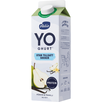 Yoghurt Päron Vanilj utan tillsatt socker 0% 1000g Valio.