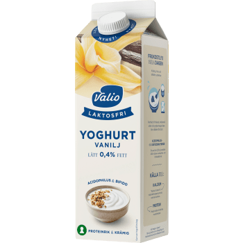 Vaniljyoghurt Laktosfri 0,4% 1000g Valio.