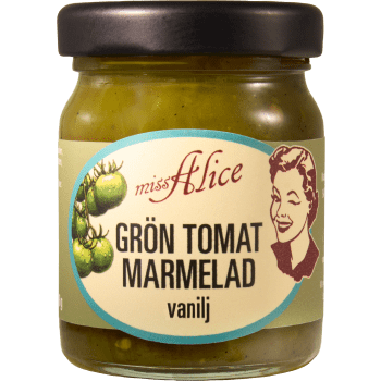Grön Tomatmarmelad med vanilj 68g Miss Alice.