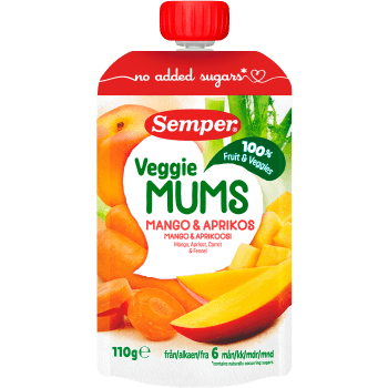 Barnmat Frukt & veggie mums mango & aprikos 6m 110g Semper.